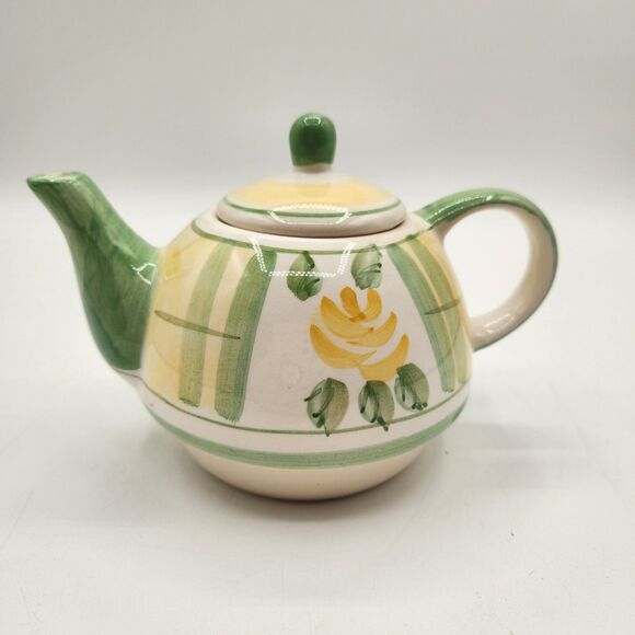 Royal Norfolk Tea Set 4 Pc Green Yellow Rose Tea Pot Sugar Creamer Napkin Holder - Picture 3 of 16